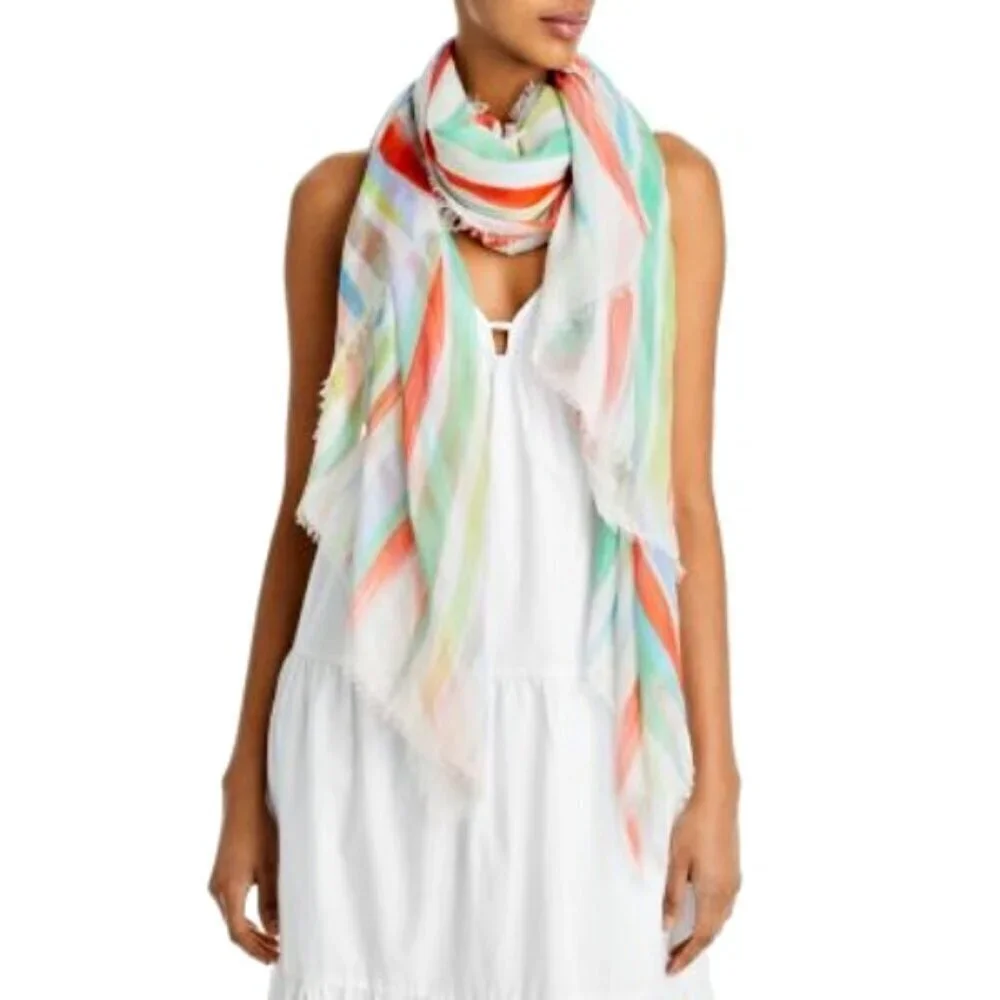 Echo Women's Multi Color Stripe Cotton & Viscose Scarf 40